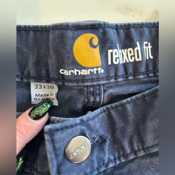 Men’s Carhartt Relaxed fit Navy Blue Work Pants 33x30 - Picture 5 of 8